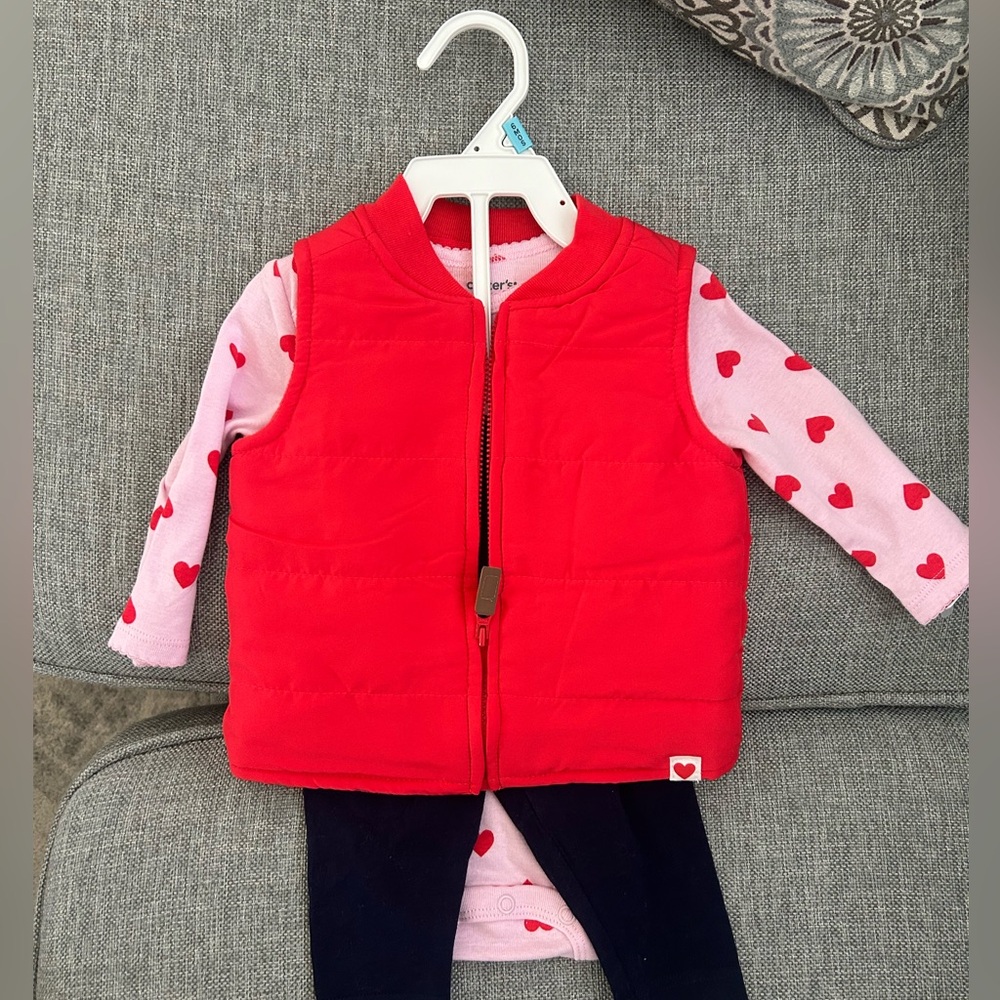 Carter’s Baby Girl Heart Outfit Vest with Pants